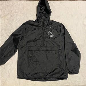 Black Hooded Windbreaker Jacket